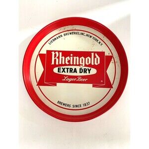 Vintage Rheingold Extra Dry Lager Beer New York 12" Tin Serving Tray Red